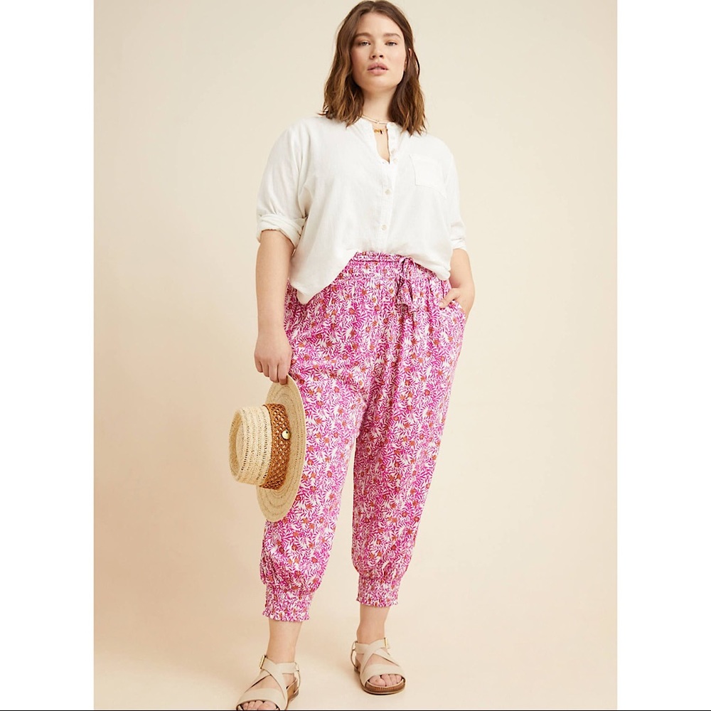 Anthropologie Abstract Joggers Pink 2X